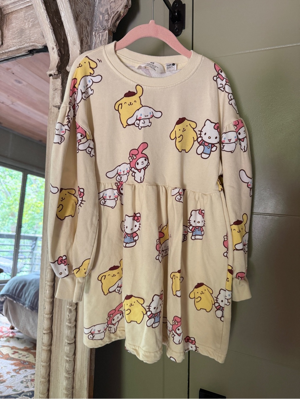 H&M Cream Kids Sweatshirt Dress with Sanrio Characters